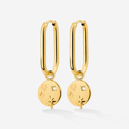 Shiny Stars Oval Hoop Set Small Oro