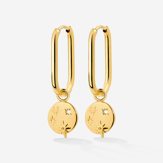 Shiny Stars Oval Hoop Set Small Oro