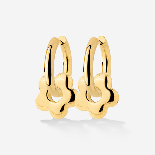 Chunky Bubble Flower Hoop Set Medium Oro