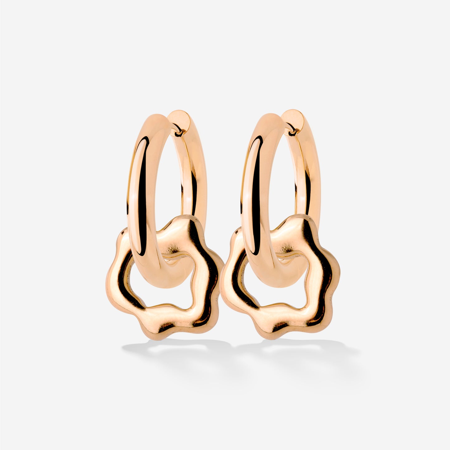 Chunky Melting Donut Hoop Set Medium Oro Rosa