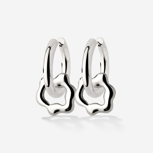 Chunky Melting Donut Hoop Set Medium Argento