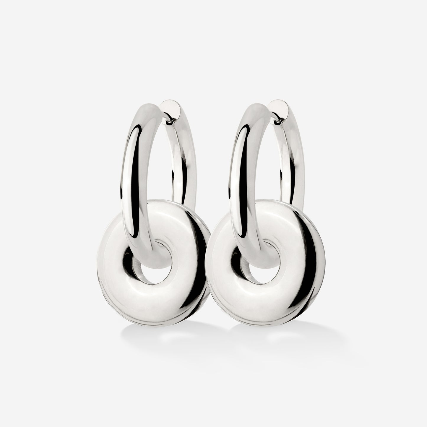 Chunky Sleek Donut Hoop Set Medium Argento