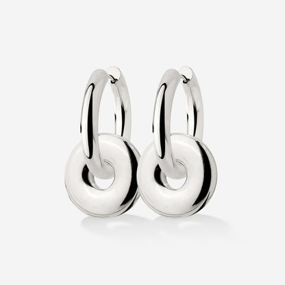 Chunky Sleek Donut Hoop Set Medium Argento
