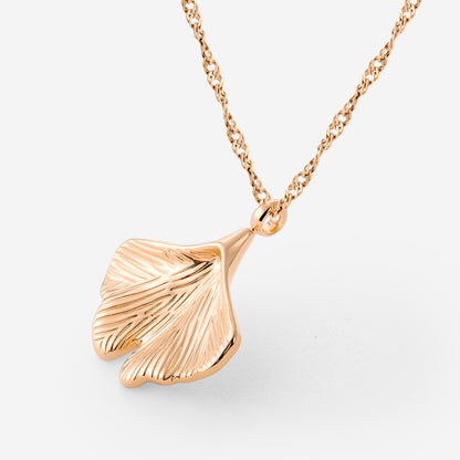 Ginkgo Leaf Collana Oro Rosa