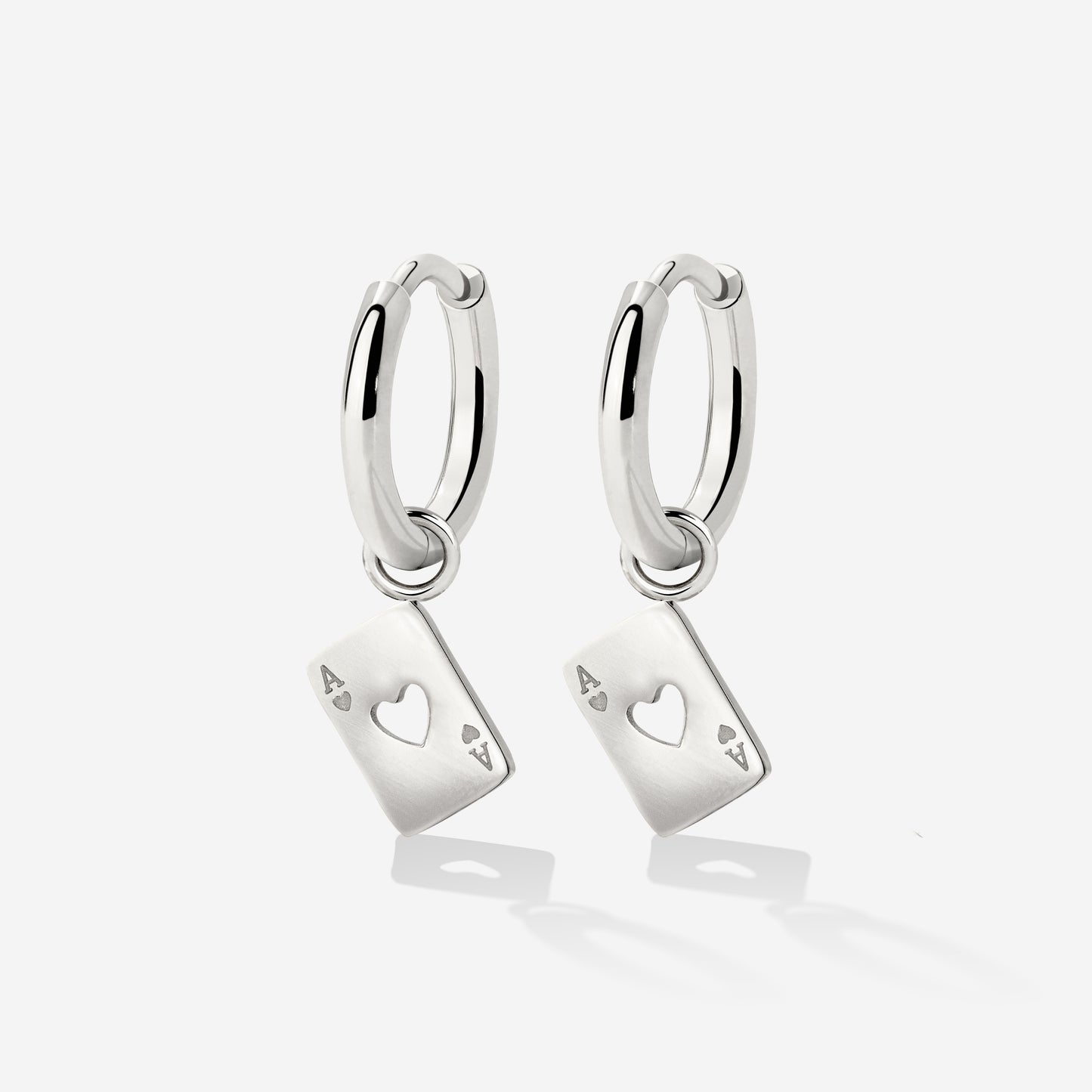 Heart Ace Hoop Set Small Argento