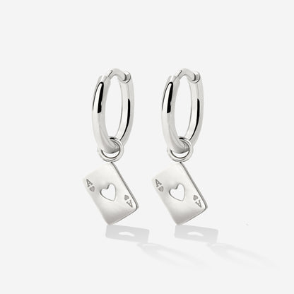 Heart Ace Hoop Set Small Argento