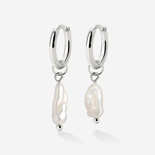 Lisas Power Pearl Hoop Set Argento