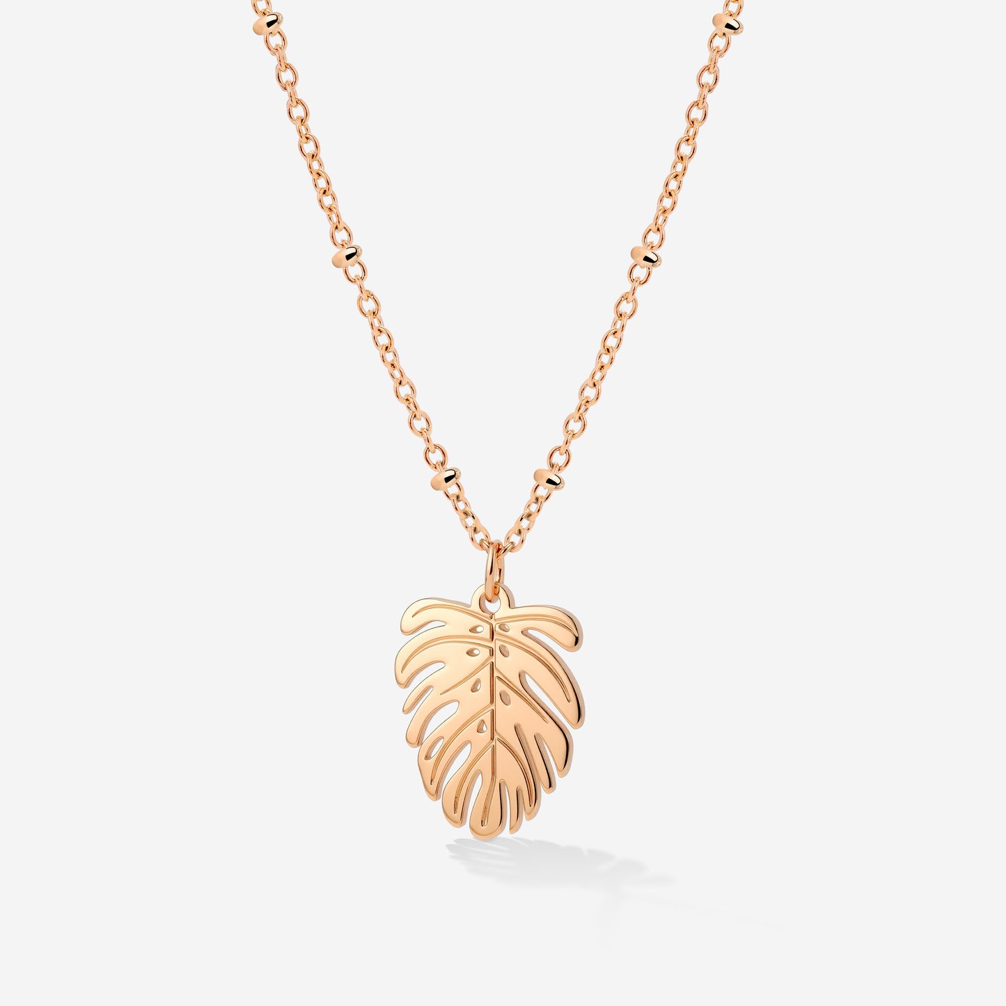 Monstera Leaf Collana Oro Rosa