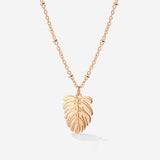 Monstera Leaf Collana Oro Rosa