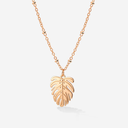 Monstera Leaf Collana Oro Rosa