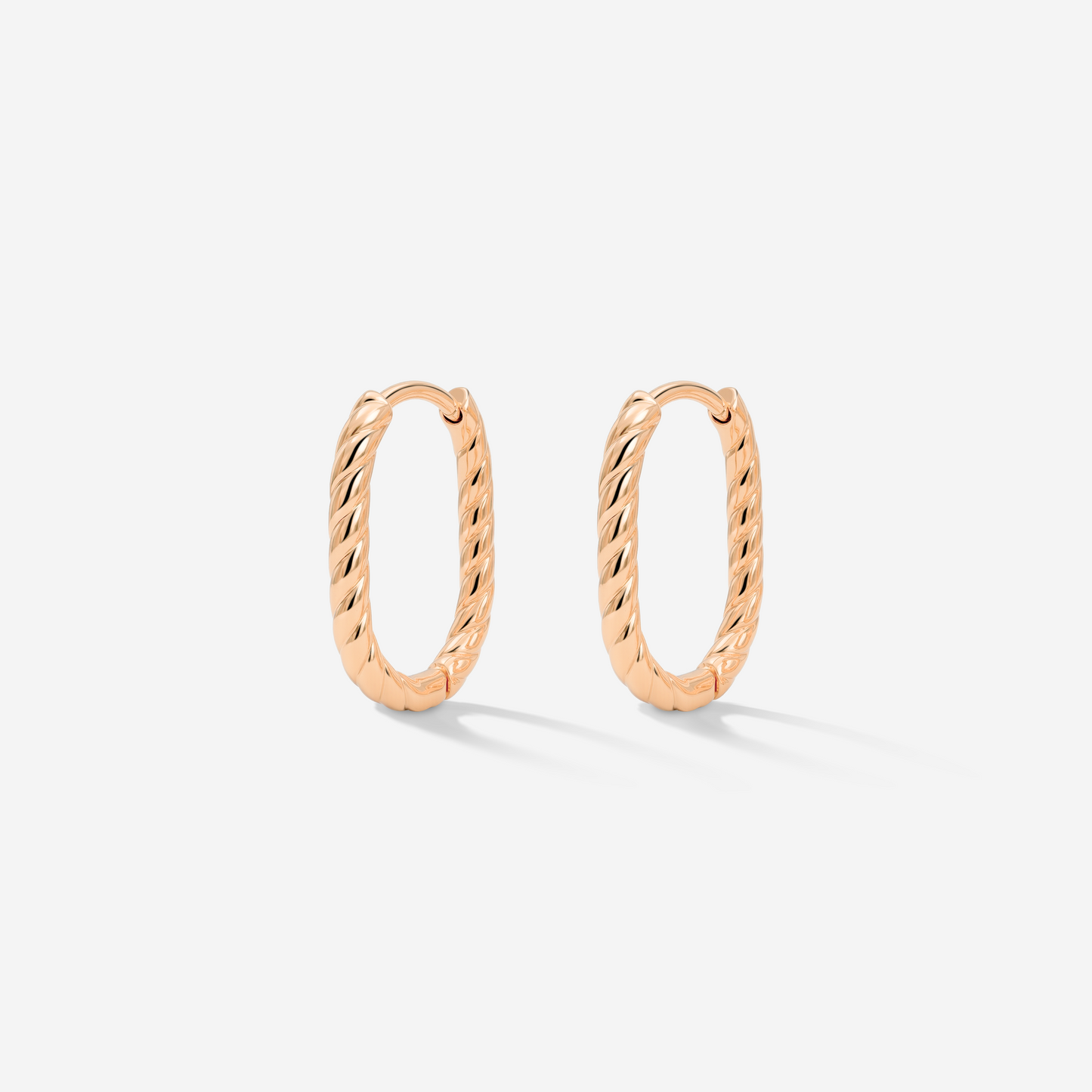 Oval Twisted Hoops Baby Oro Rosa