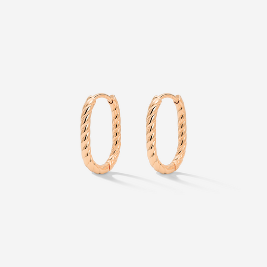 Oval Twisted Hoops Baby Oro Rosa