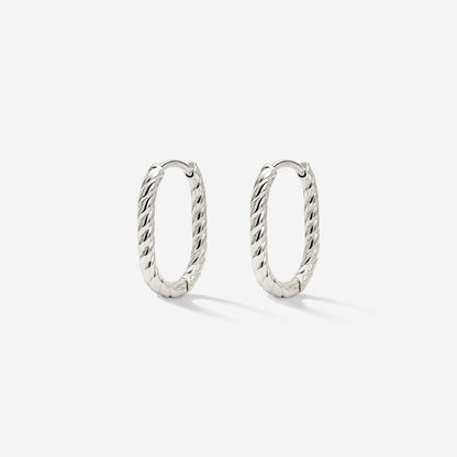 Oval Twisted Hoops Baby Argento