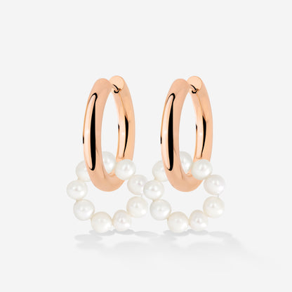 Pearly Donut Hoop Set Oro Rosa