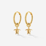 Sea Turtle Twisted Hoop Set Small Oro