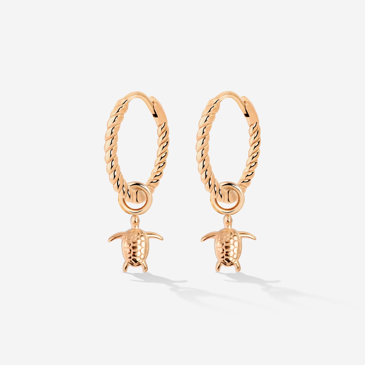 Sea Turtle Twisted Hoop Set Small Oro Rosa