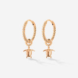 Sea Turtle Twisted Hoop Set Small Oro Rosa