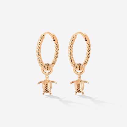 Sea Turtle Twisted Hoop Set Small Oro Rosa