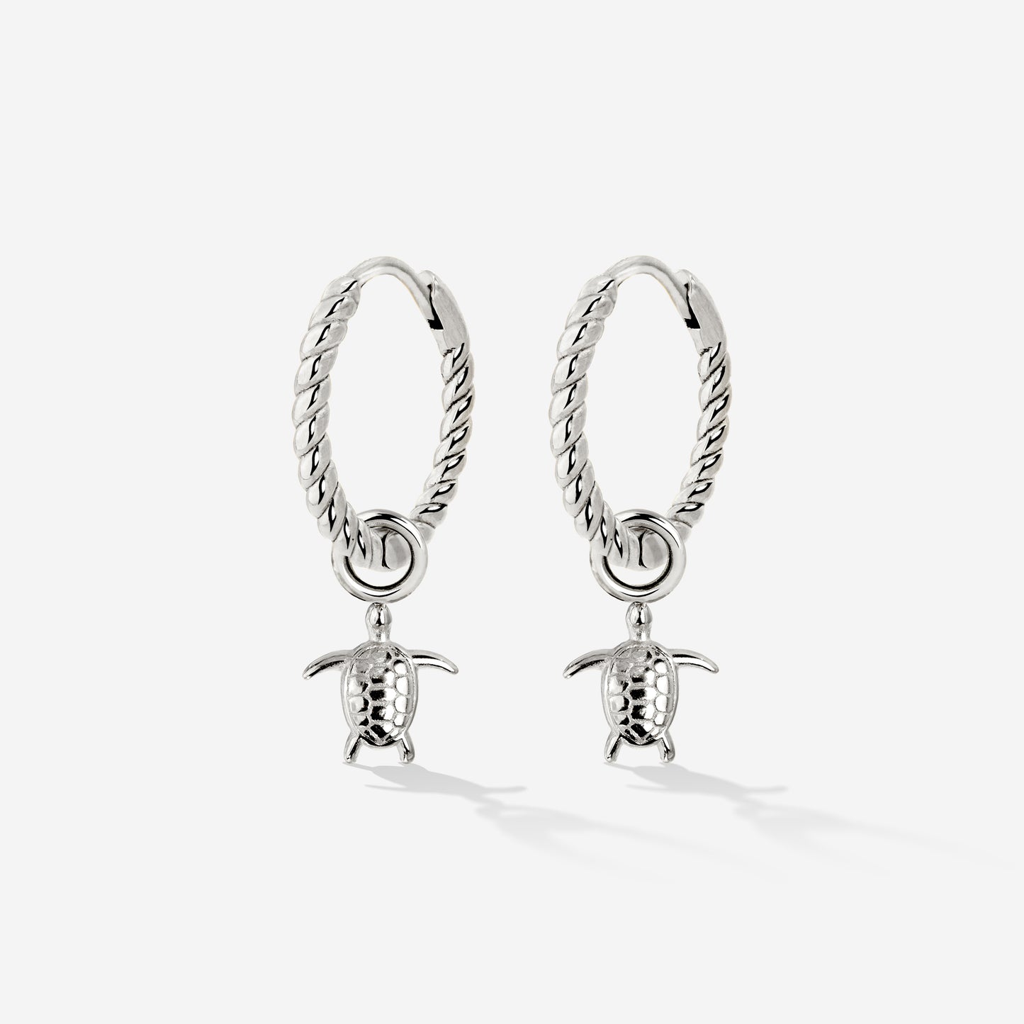 Sea Turtle Twisted Hoop Set Small Argento