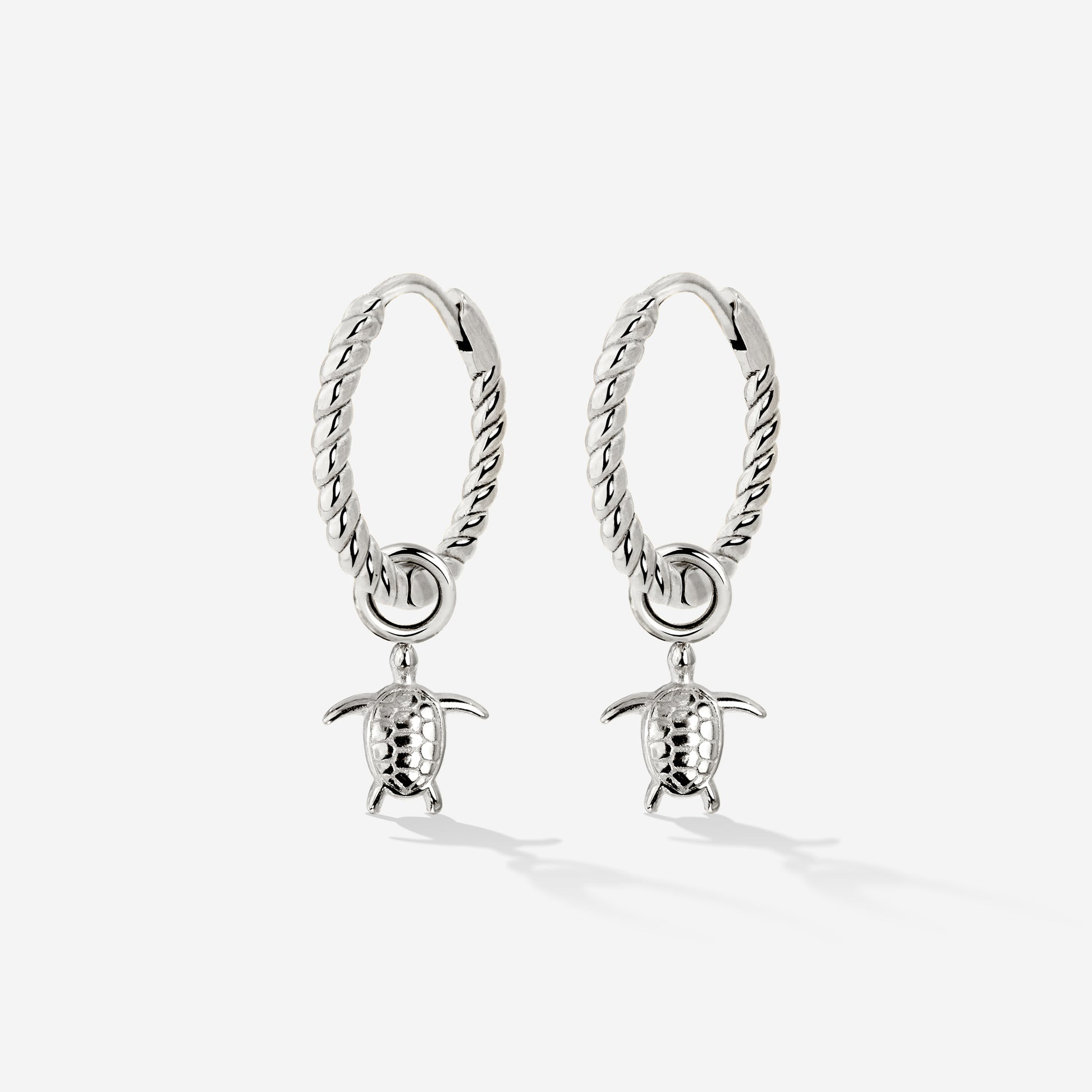 Sea Turtle Twisted Hoop Set Small Argento