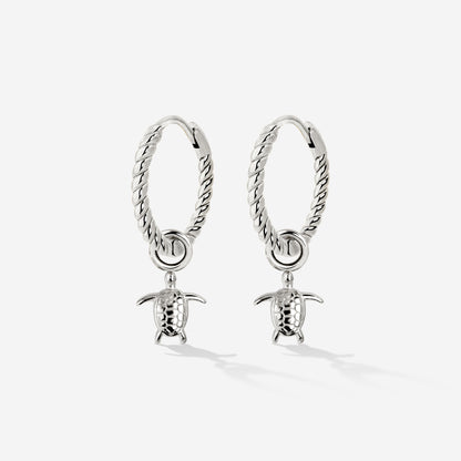 Sea Turtle Twisted Hoop Set Small Argento