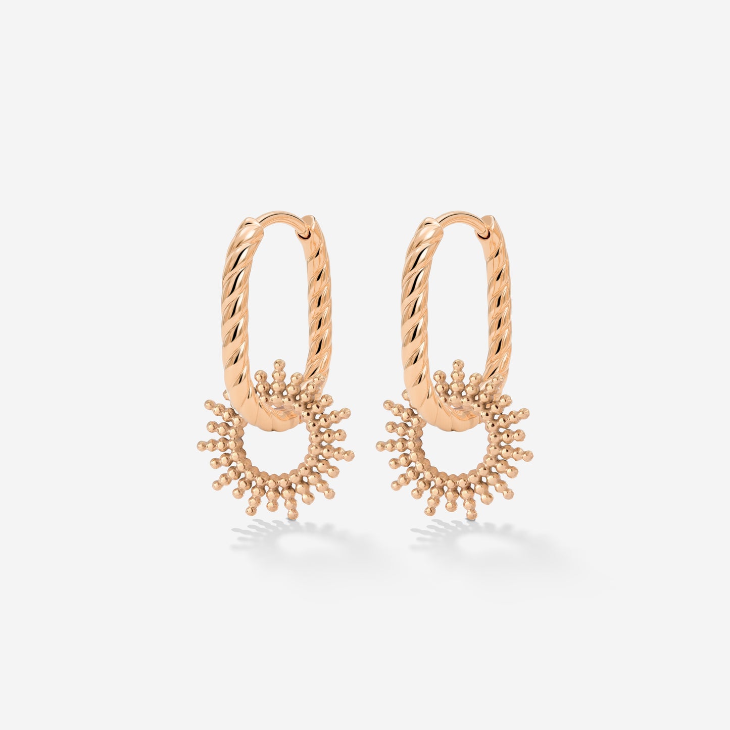 Sunny Oval Twisted Hoop Set Baby Oro Rosa