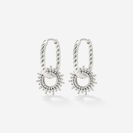 Sunny Oval Twisted Hoop Set Baby Argento