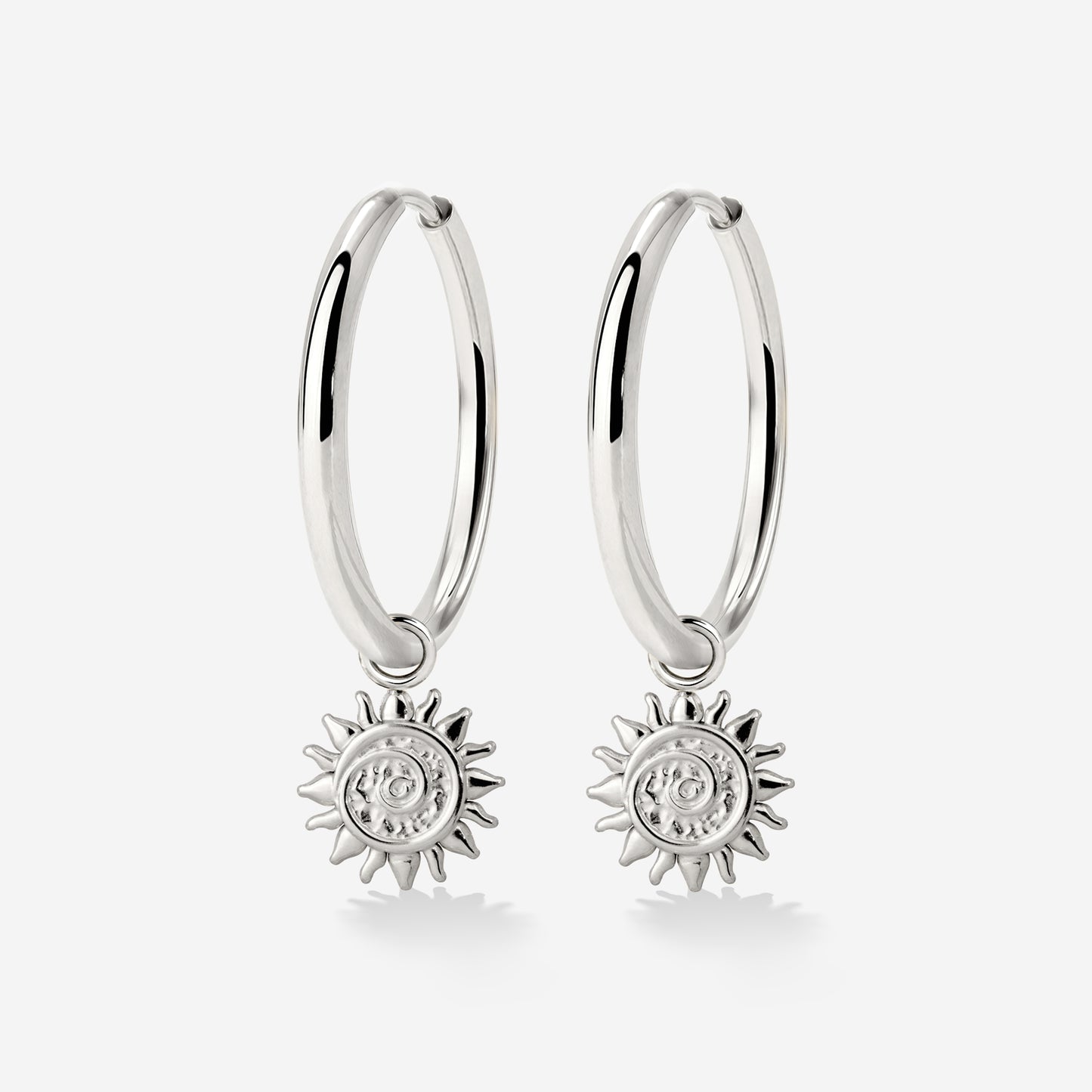 Sunny Swirl Hoop Set Large Argento