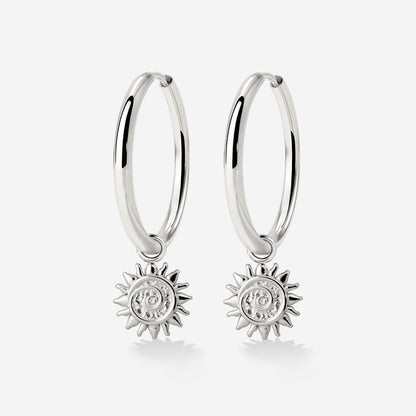 Sunny Swirl Hoop Set Large Argento