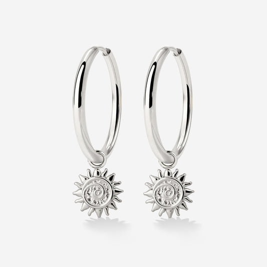 Sunny Swirl Hoop Set Large Argento