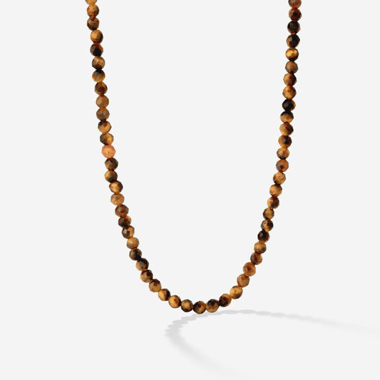 Tiger's Eye Bead Collana Oro