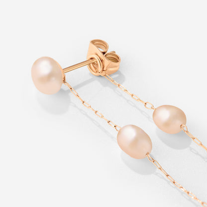 Blush Pearl Fall Orecchini Oro Rosa