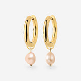 Chunky Perla Rosa Hoop Set Medium Oro