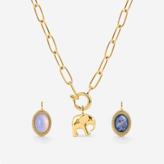 Oval Links Charm Collana Set