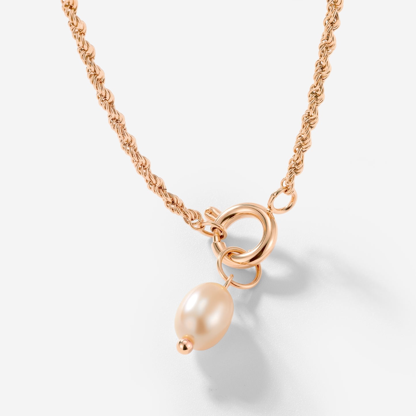 Perla Rosa Rope Chain Collana Set Oro Rosa