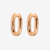 Sparkle Oval Hoops Medium Oro Rosa