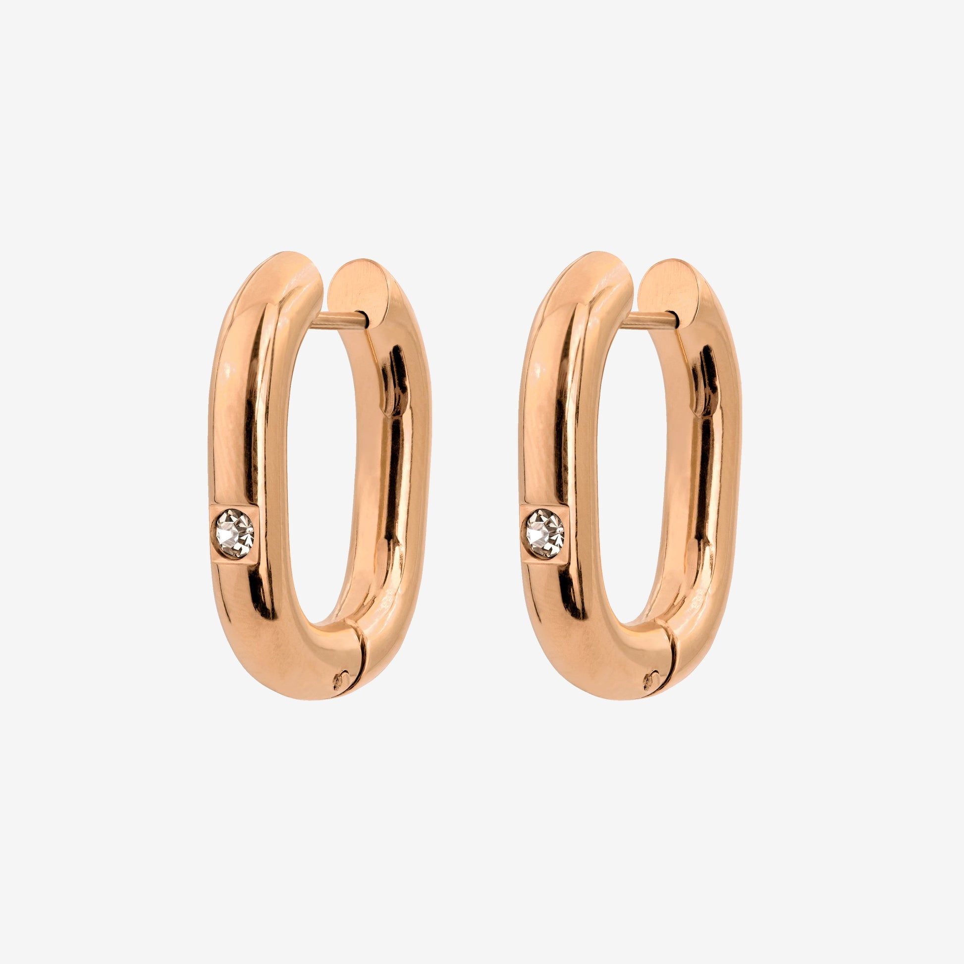 Sparkle Oval Hoops Medium Oro Rosa
