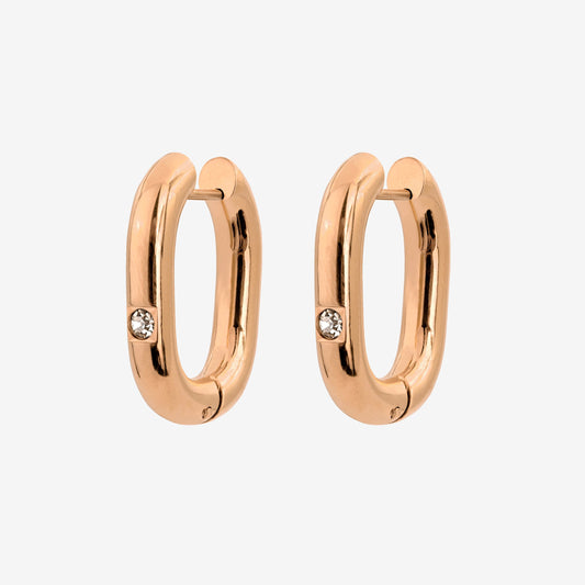 Sparkle Oval Hoops Medium Oro Rosa