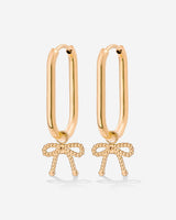 Dotted Ribbon Oval Hoop Set Small Oro Rosa