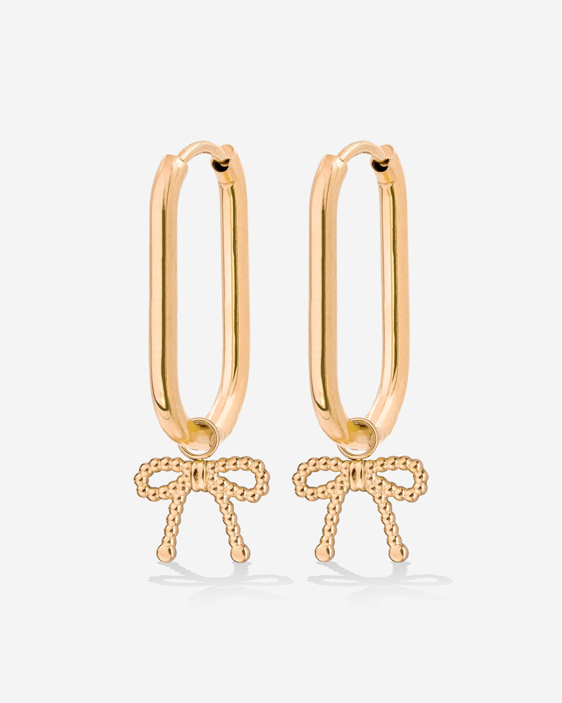 Dotted Ribbon Oval Hoop Set Small Oro Rosa