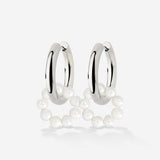 Pearly Donut Hoop Set Argento