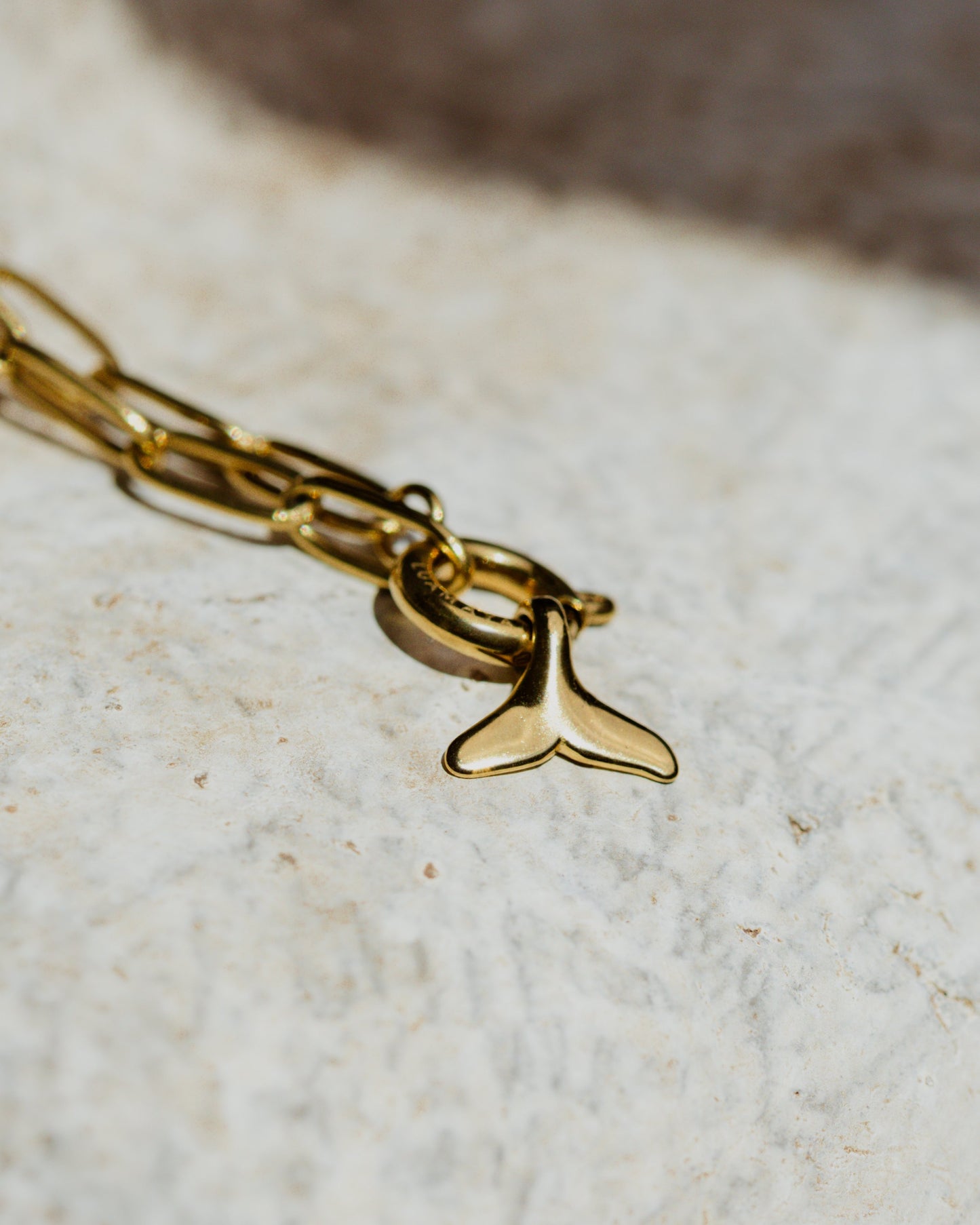 Whale Tail Oval Links Collana Set Oro Rosa