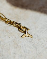 Whale Tail Oval Links Collana Set Argento