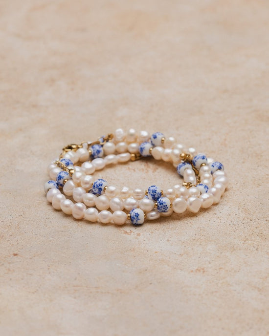 Flower Tile Pearl Bracciale Argento
