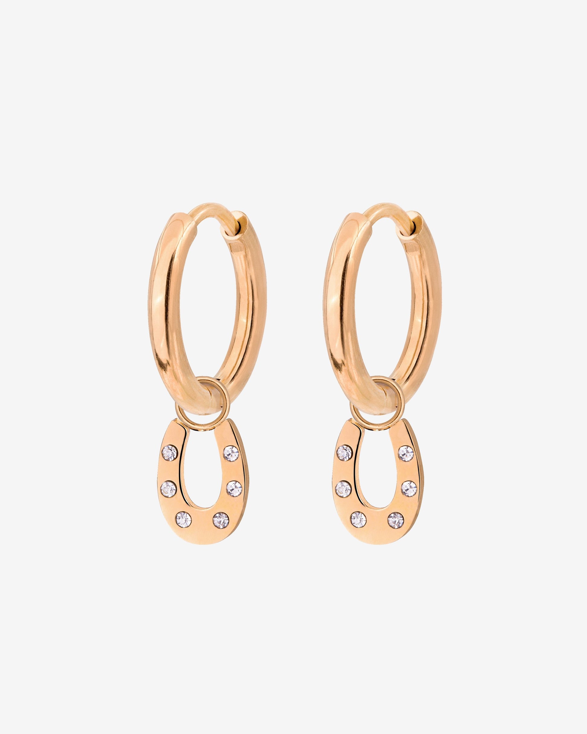 Blinged Horseshoe Hoop Set Small Oro Rosa