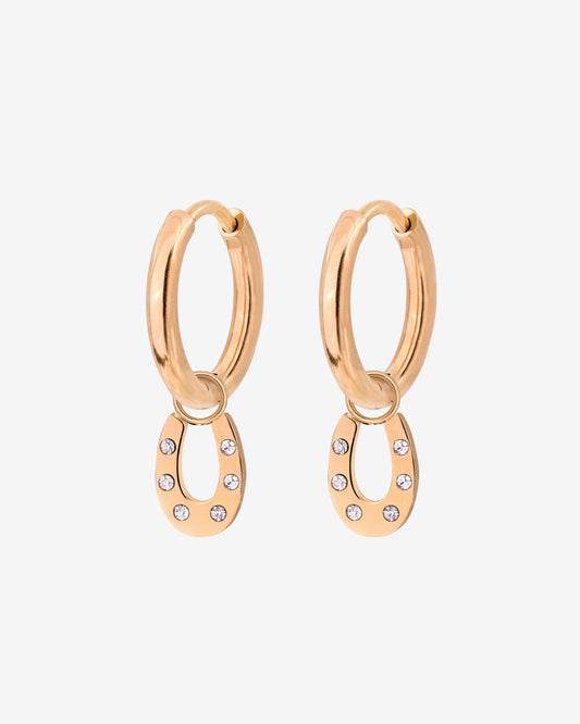 Blinged Horseshoe Hoop Set Small Oro Rosa