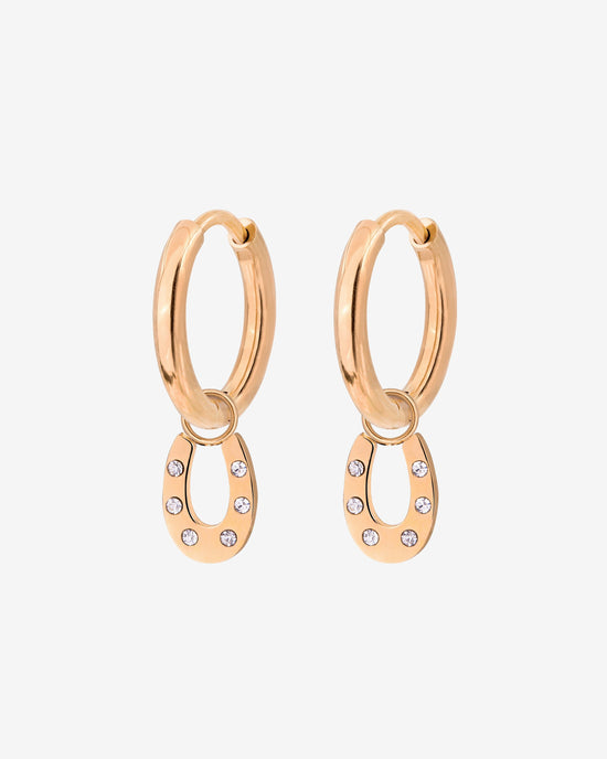 Blinged Horseshoe Hoop Set Small Oro Rosa