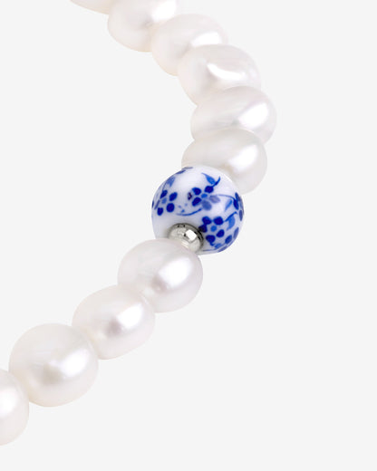 Flower Tile Pearl Collana Argento
