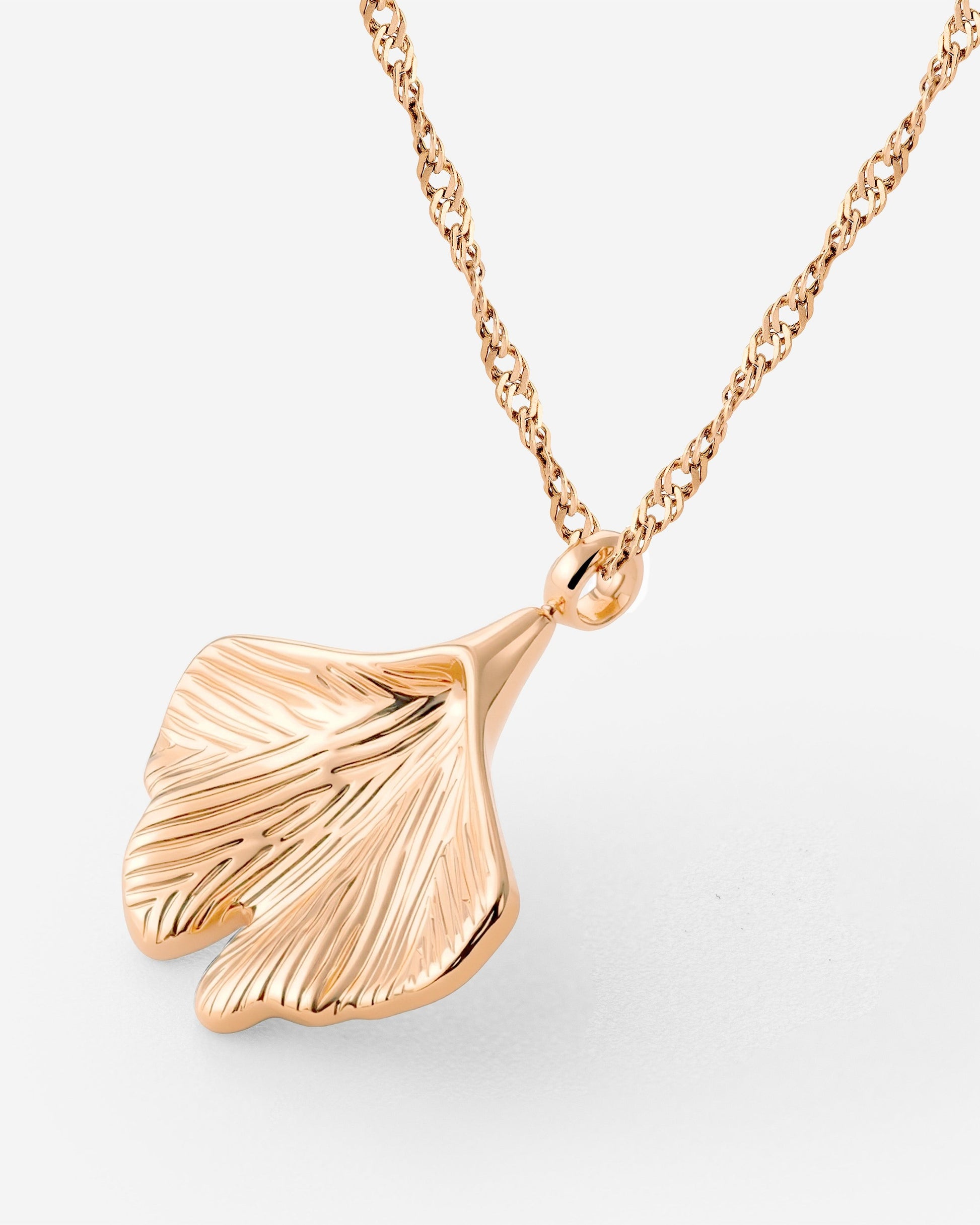 Ginkgo Leaf Collana Oro Rosa