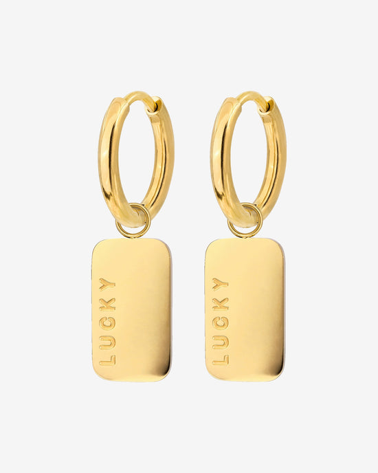 Lucky Pendant Hoop Set Small Oro